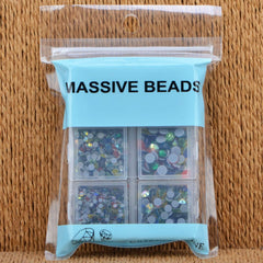 MASSIVE BEADS size comparison scatter showing six sizes for layered designs