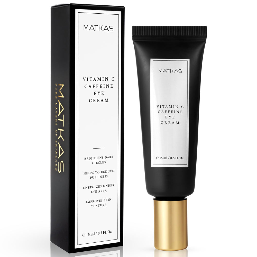 MATKAS front jar view showing compact eye cream packaging and brightening promise