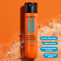 Matrix shampoo in a shower scene with steam showing indulgent salon at-home benefit
