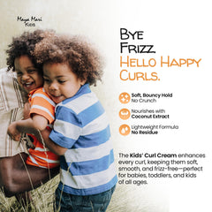 MAYA MARI child using curl cream with defined soft curls and frizz control benefit