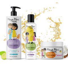 MAYA MARI front packaging showing complete kids curly hair gift set benefits