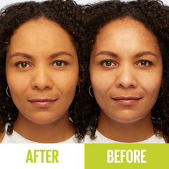 Maybelline foundation swipe on face showing even coverage and matte finish benefit