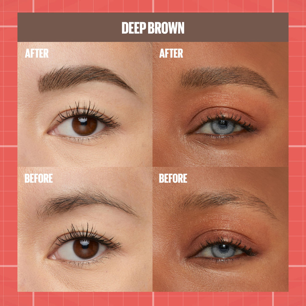 Maybelline before and after comparison showing fuller brows and subtle natural change