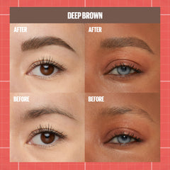 Maybelline before and after comparison showing fuller brows and subtle natural change
