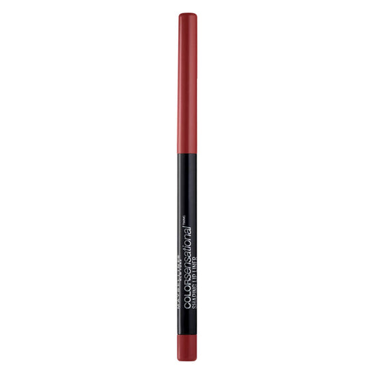 Maybelline brick red lip liner front view showing packaging and color, perfect definition