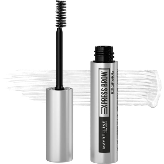 Maybelline clear brow gel front packaging shows compact benefit