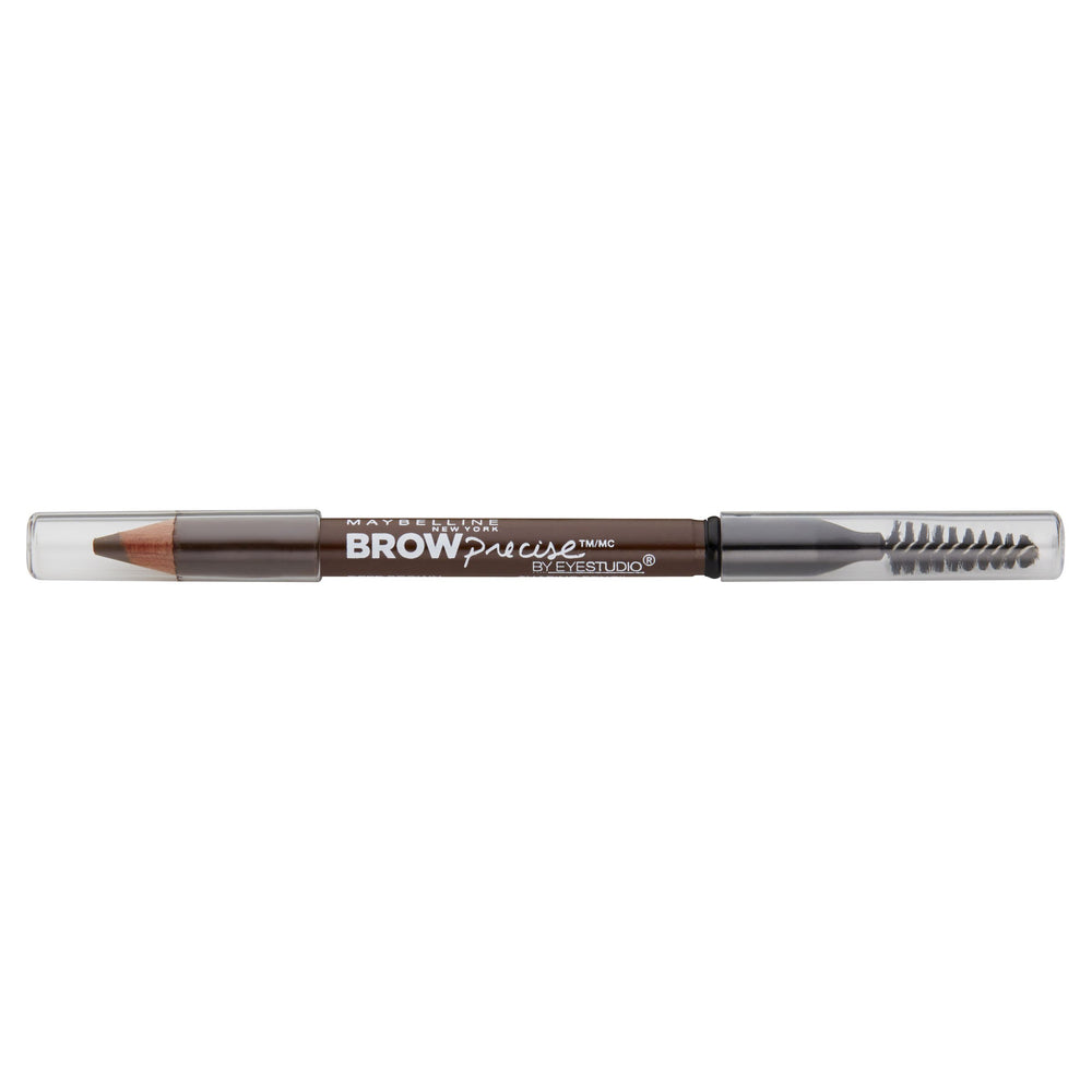 MAYBELLINE Brow Precise pencil front view showing slim tip and brush for natural shaping
