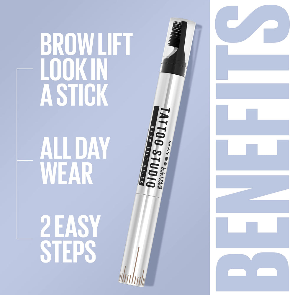 Maybelline brow stick being applied on model demonstrating easy lift and grooming benefit