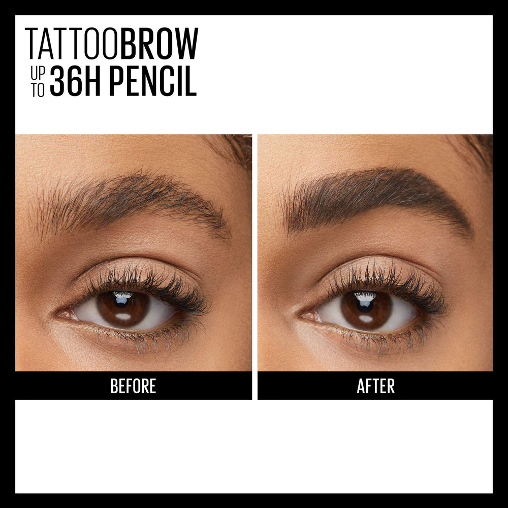 Maybelline brows before and after demonstrating fuller defined benefit