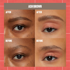 Maybelline Build-A-Brow held in hand indicating compact travel-friendly size