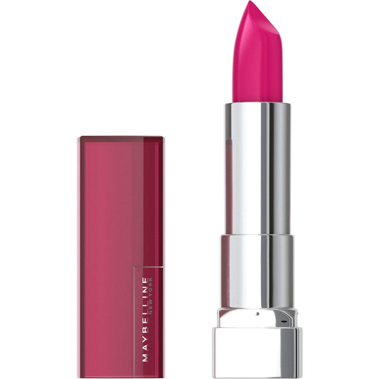 Maybelline lipstick front view showing twist-up tube and shade name for easy selection