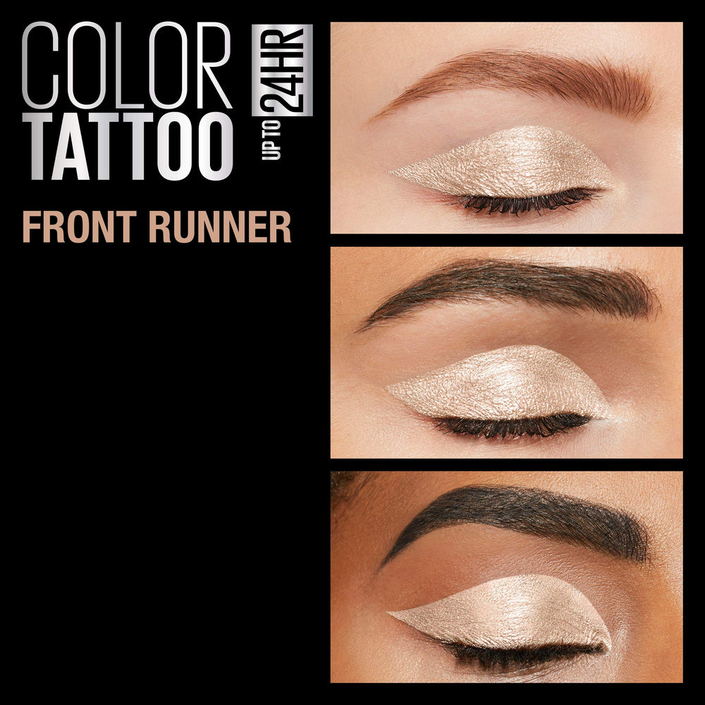 MAYBELLINE shadow applied on eyelid demonstrating waterproof crease-resistant benefit