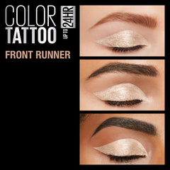 MAYBELLINE shadow applied on eyelid demonstrating waterproof crease-resistant benefit