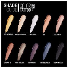 MAYBELLINE swatch on forearm showing intense pigment and longwear benefit