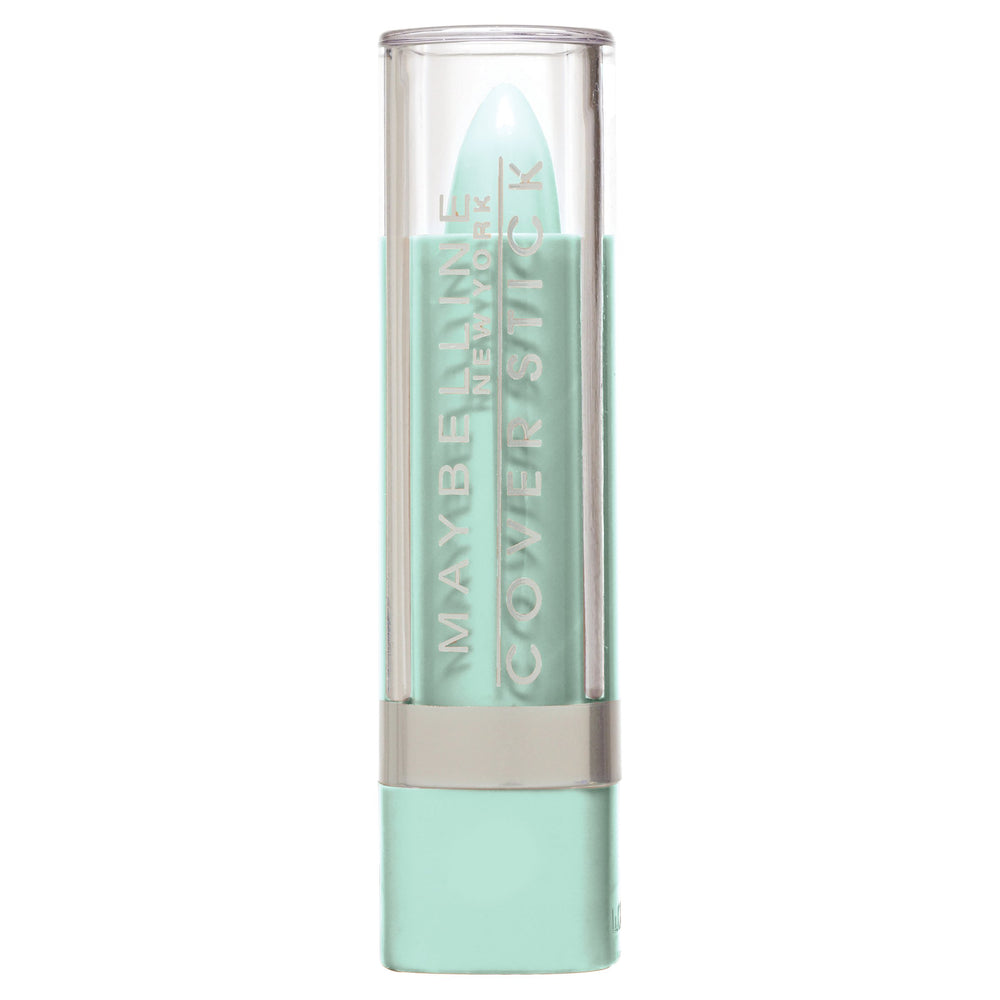 MAYBELLINE cover stick front packaging shows compact green corrector and benefit of redness neutralizing