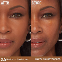 Maybelline half face coverage comparison highlighting buildable coverage