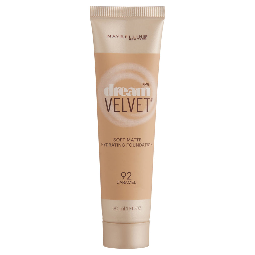 MAYBELLINE front bottle view showing shade Caramel and smooth matte finish benefit