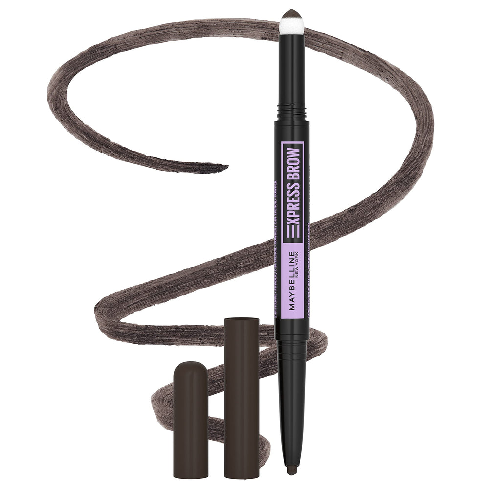 Maybelline product front packaging showing full dual-ended brow tool benefit