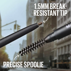 Maybelline texture swatch showing smooth, break-resistant Brow formula