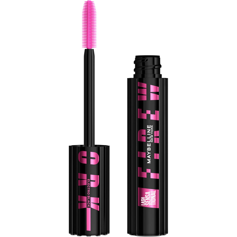 Maybelline Firework front packaging showing Electro Black tube and label for bold lashes