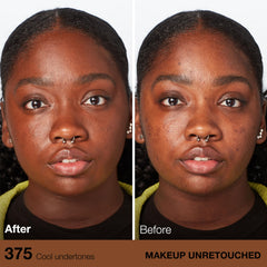Maybelline Fit Me applied with sponge illustrating even, buildable coverage