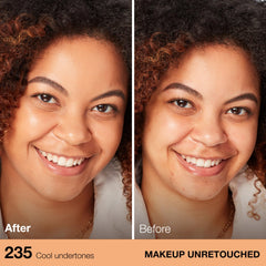 Maybelline Fit Me applied with sponge demonstrating buildable coverage