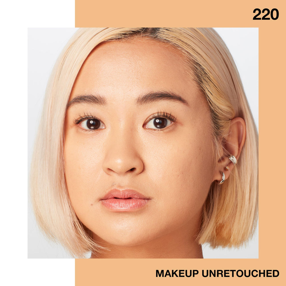 Maybelline foundation in makeup bag setting, conveys everyday skincare confidence