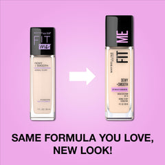 MAYBELLINE close-up of pump and label highlighting SPF 18 and product details