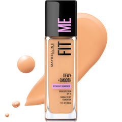 Maybelline Fit Me front packaging showing shade and SPF18 benefit