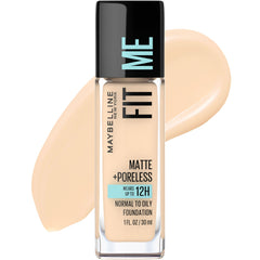 MAYBELLINE front bottle of Fit Me Light Beige showing label and benefit