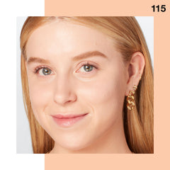 Maybelline Fit Me on bathroom vanity with accessories showing daily routine benefit effortless glow