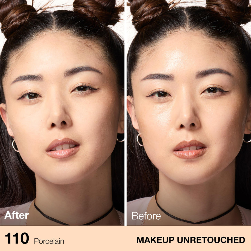 Maybelline powder texture close-up highlighting smooth matte finish and pore-blurring benefit