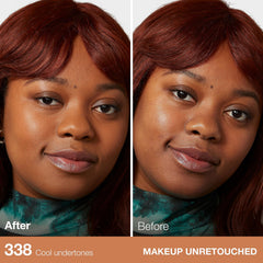Maybelline arm swatches demonstrating Spicy Brown and matching guidance benefit