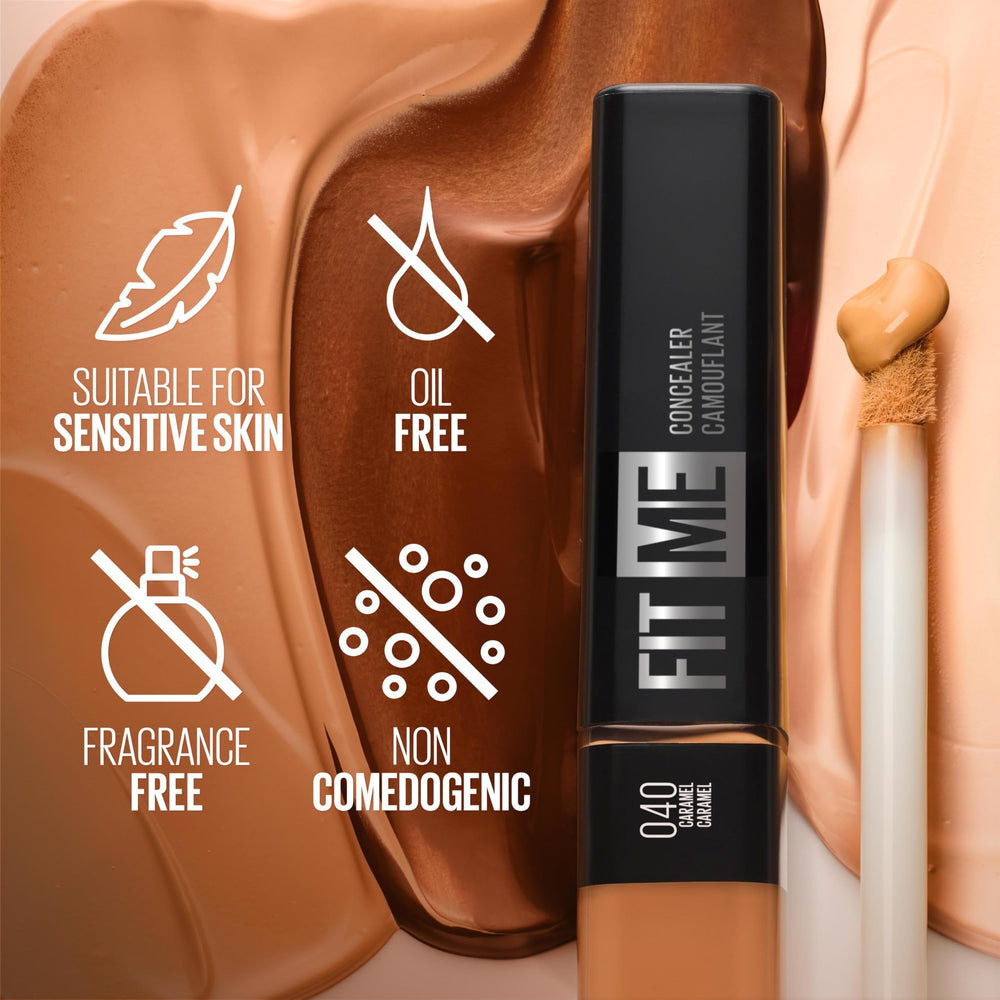 Maybelline Fit Me shown with Fit Me foundation range benefit coordinates for complete look