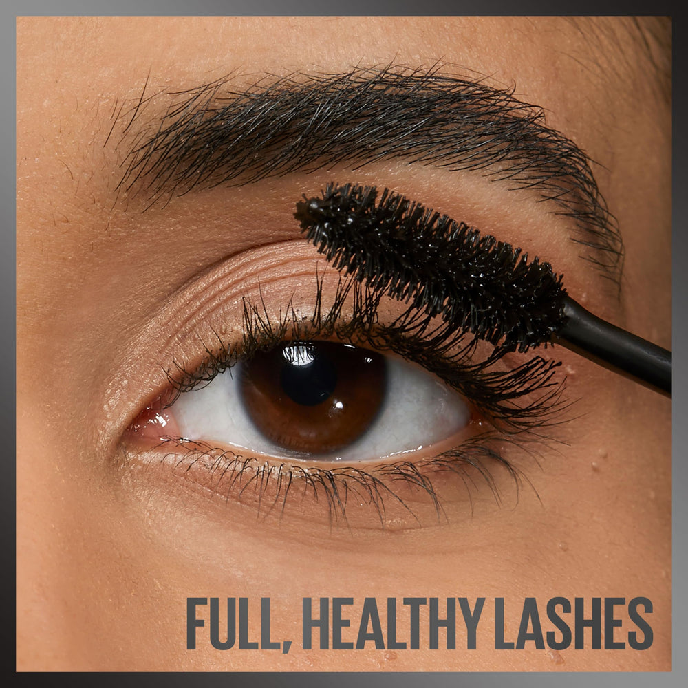 Maybelline applicator applying mascara to lashes for visible fullness benefit