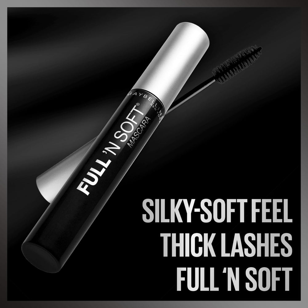 Maybelline texture swipe of mascara paste highlighting creamy vitamin E formula