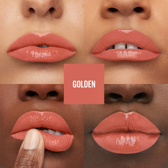 Maybelline Golden Pink swatch on skin showing true color payoff benefit