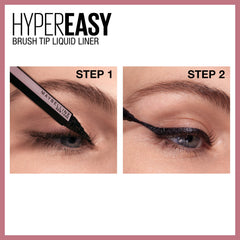 Maybelline Hyper Easy size comparison with a coin showing compact travel-friendly benefit
