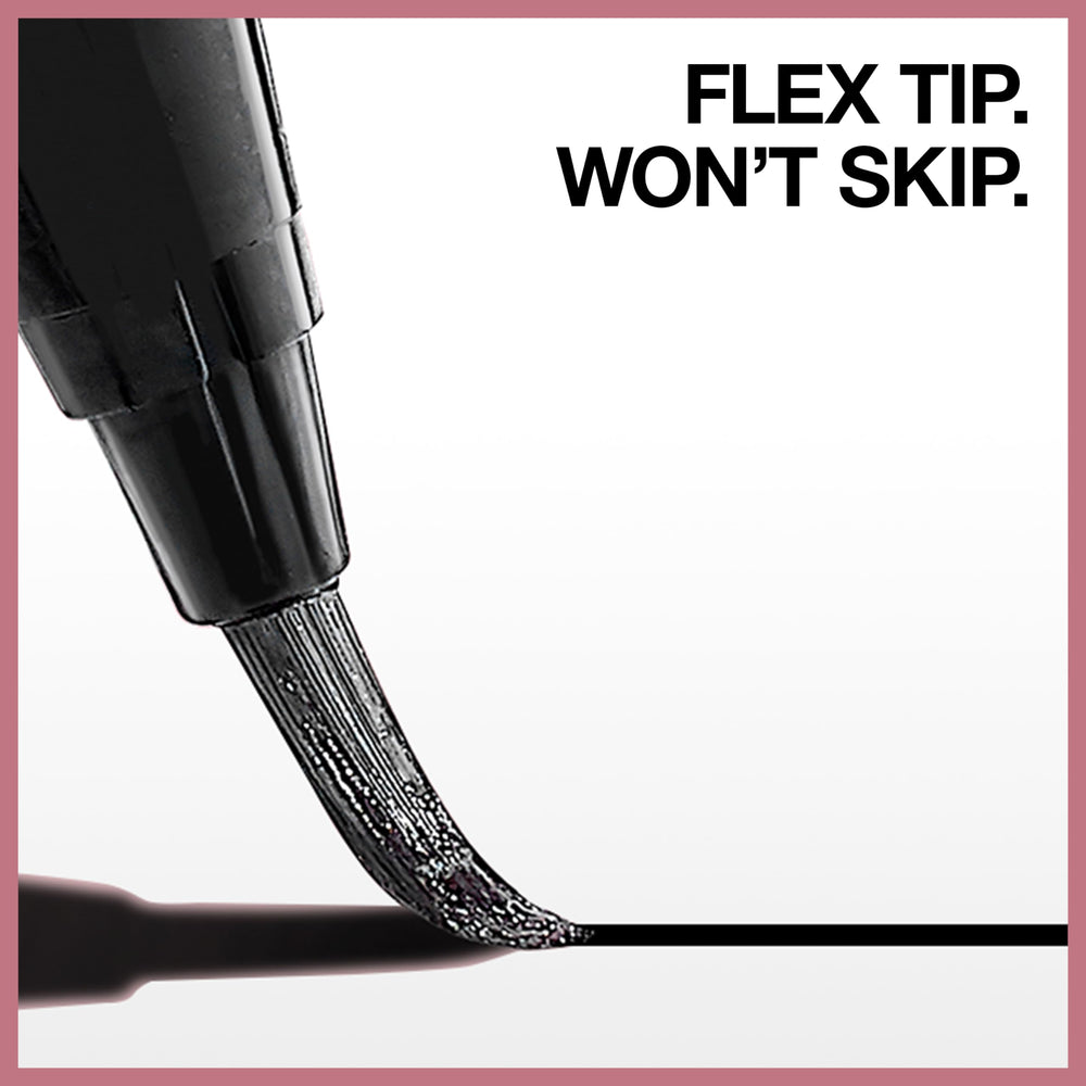 Maybelline Hyper Easy single stroke on skin showing rich pitch black payoff benefit