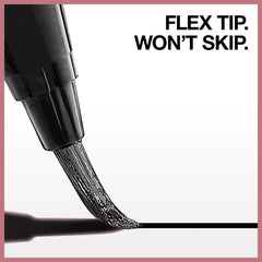 Maybelline Hyper Easy single stroke on skin showing rich pitch black payoff benefit