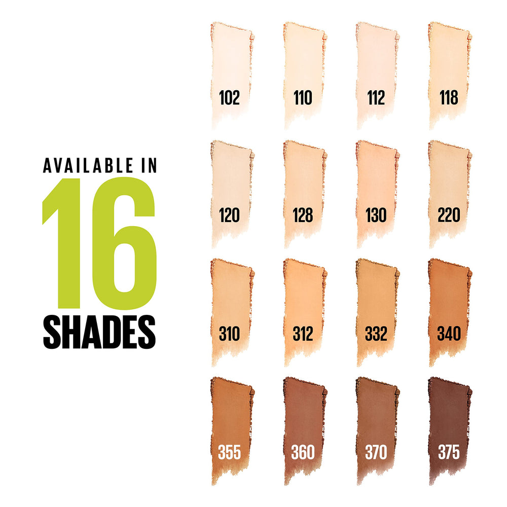 Maybelline compact held in hand on the go illustrating convenience and long-wear benefit