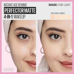 Maybelline Instant Age Rewind application with fingers for quick matte coverage