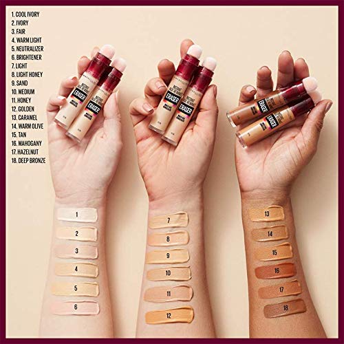 MAYBELLINE before and after under-eye comparison showing visible concealment