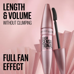 Maybelline Lash Sensational displayed with eyeliner and palette for coordinated look