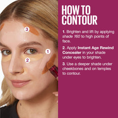 MAYBELLINE concealer in a makeup bag showing on-the-go touch-up benefit