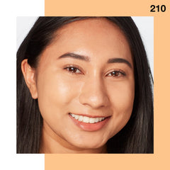 Maybelline model wearing Sandy Beige showing natural luminous finish and glow