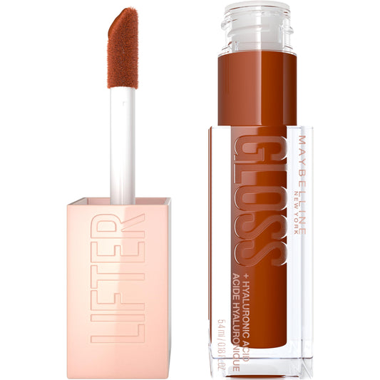 maybelline lifter gloss packaging front view showing shade and glossy finish