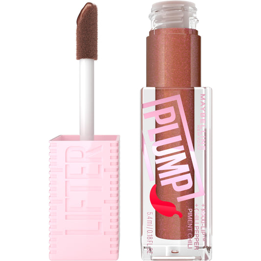MAYBELLINE Lifter Gloss Cocoa Zing front packaging showing shade and glossy finish benefits