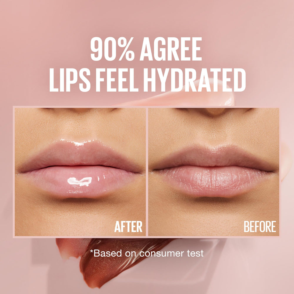 maybelline lifter gloss swatch on arm showing translucent pink-neutral tint benefit