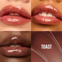 MAYBELLINE Lifter Gloss Toast wand applicator demonstrating smooth even coverage